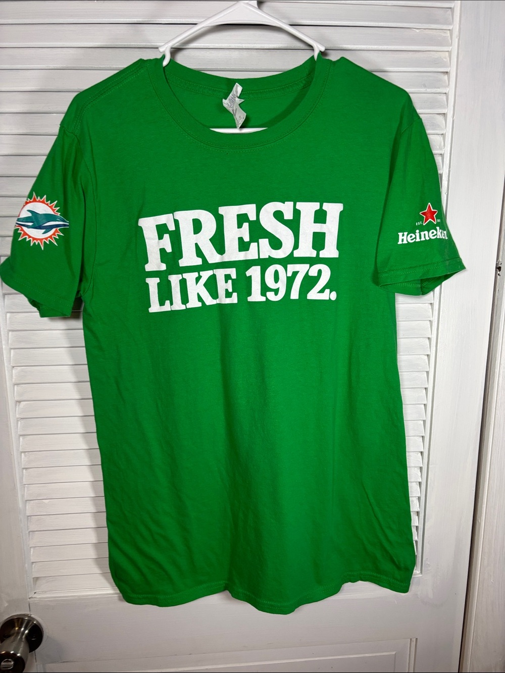 Gildan Green 'FRESH LIKE 1972' Graphic Tee with Heineken Patch